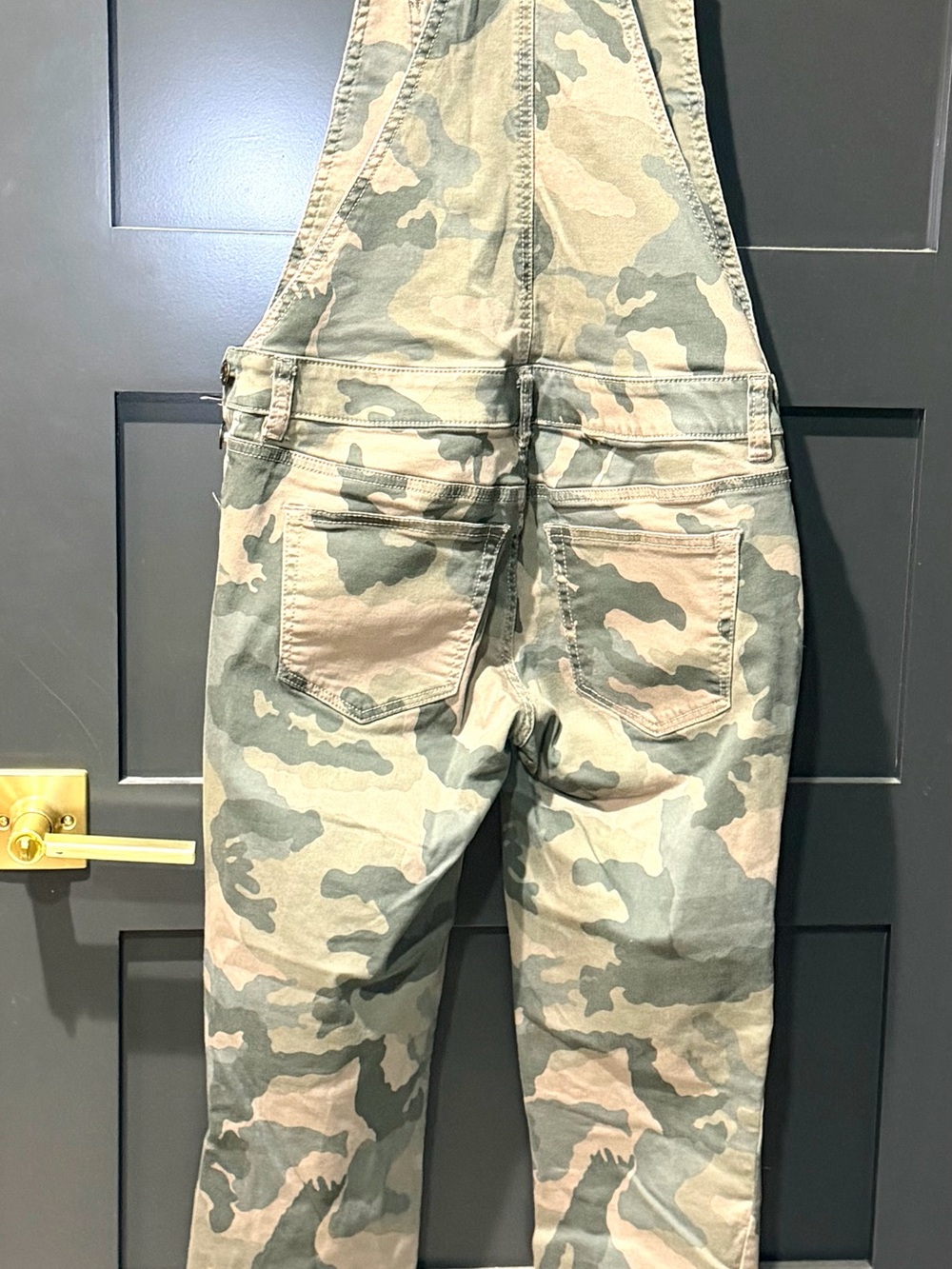 Soho New York & Company Camo Distressed Denim Overalls - Picture 7 of 8